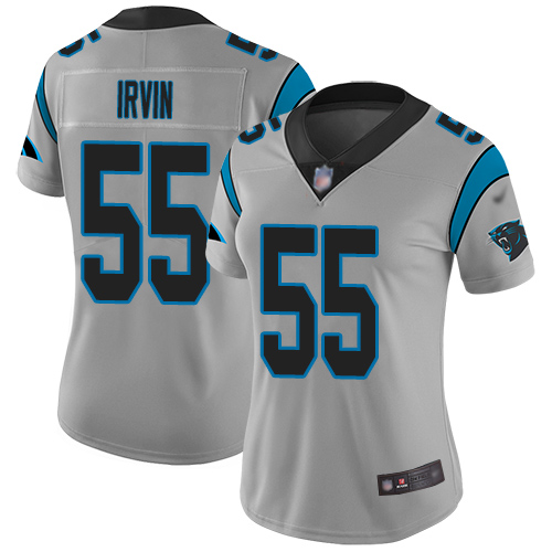 Carolina Panthers Limited Silver Women Bruce Irvin Jersey NFL Football #55 Inverted Legend->carolina panthers->NFL Jersey
